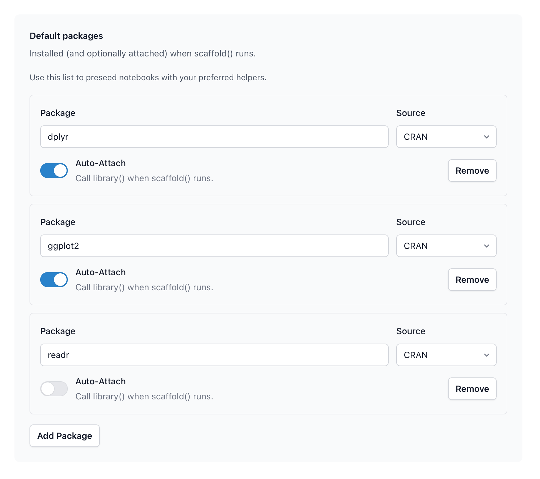 Framework GUI package management